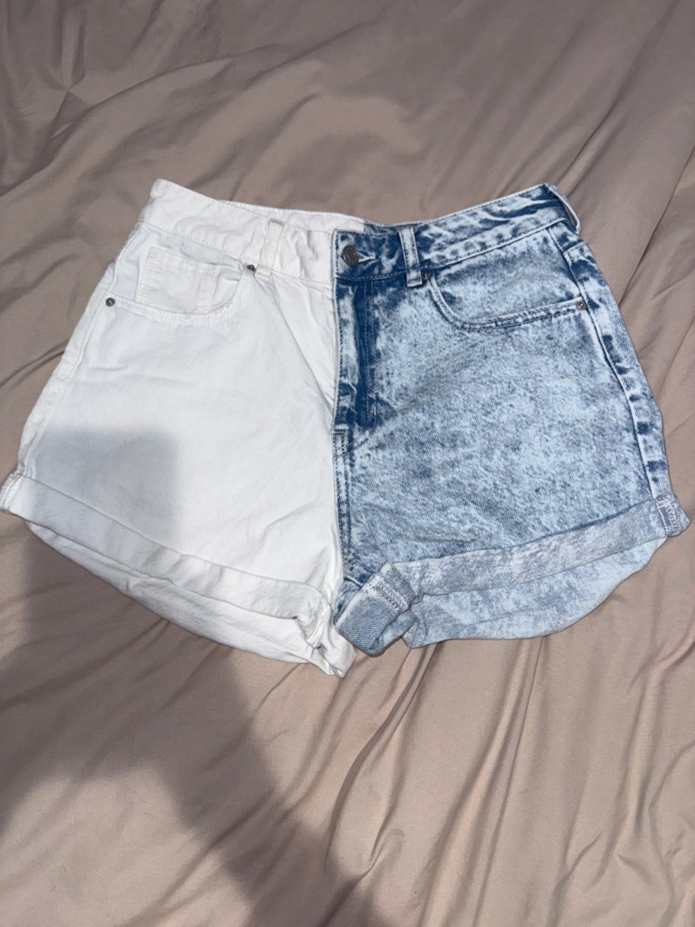 Color block Jean shorts